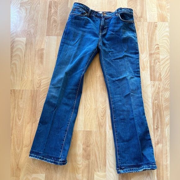 True Grit Boutique denim jeans copper button red yellow top stitching size 31 - Picture 1 of 16